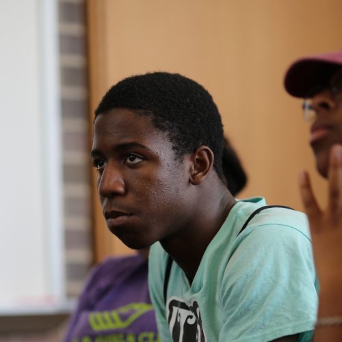 black student in class