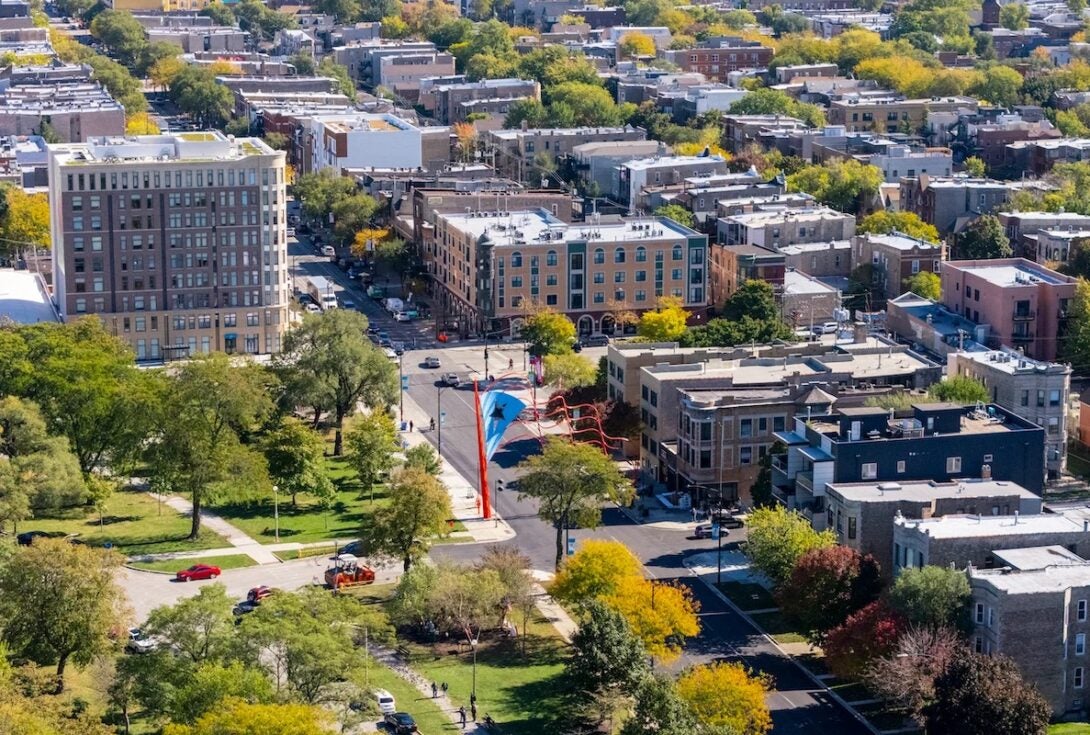 Humboldt Park neighborhood aerial shot