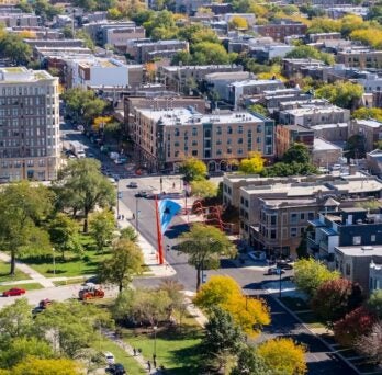 Humboldt Park neighborhood aerial shot 